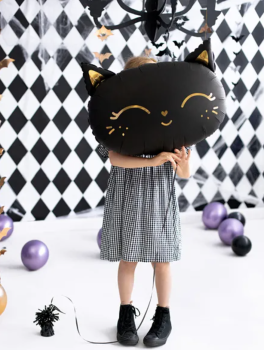 XL Folienballon Figur - Schwarzer Katzenkopf - 48cm x 36 cm
